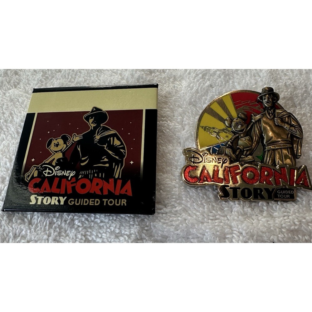 Disney California Story Guided Tour Walt & Mickey Spinner Pin and Name Tag Pin